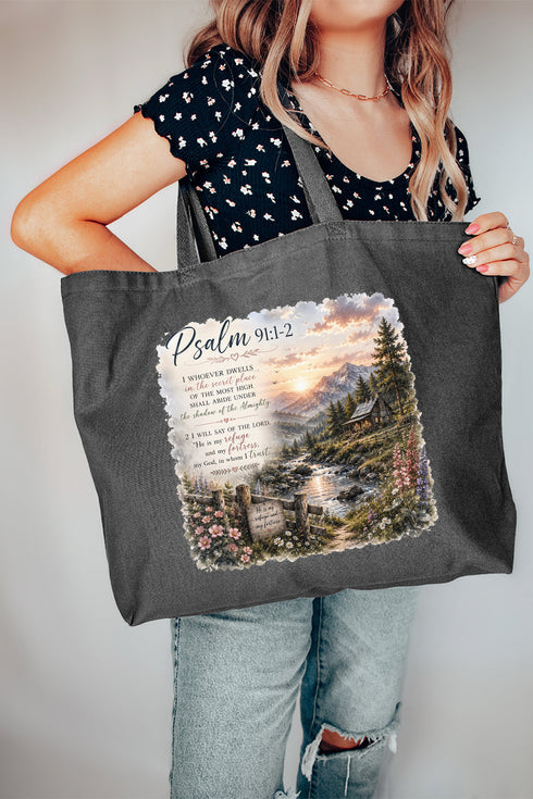 Scenic Psalm 91 Canvas Jumbo Tote