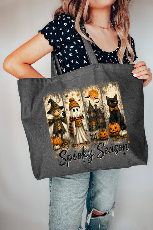 Spooky Season Brushstrokes Canvas Jumbo Tote