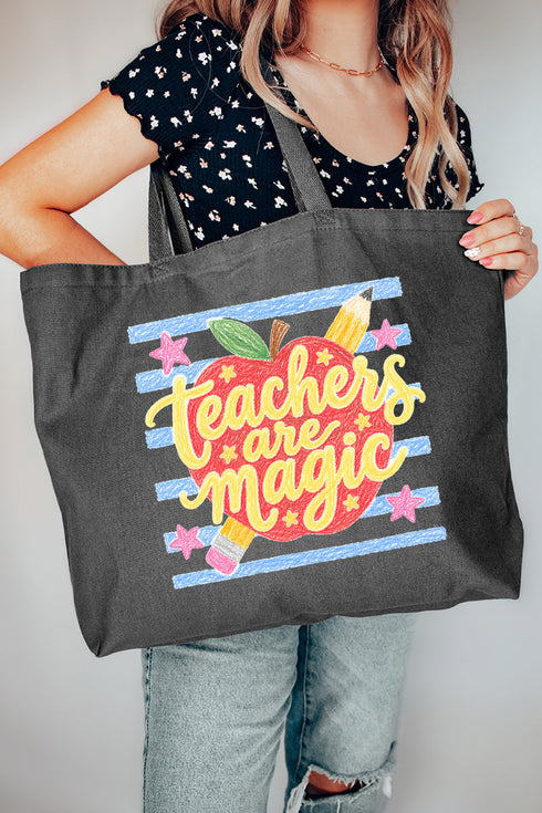 Teachers Are Magic Sketch Canvas Jumbo Tote