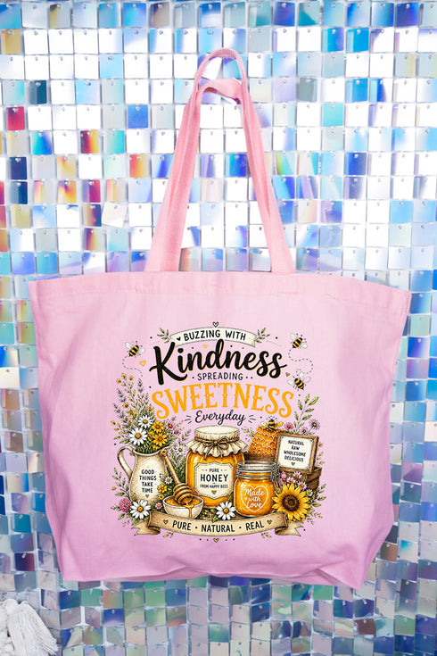 Buzzing With Kindness Canvas Jumbo Tote