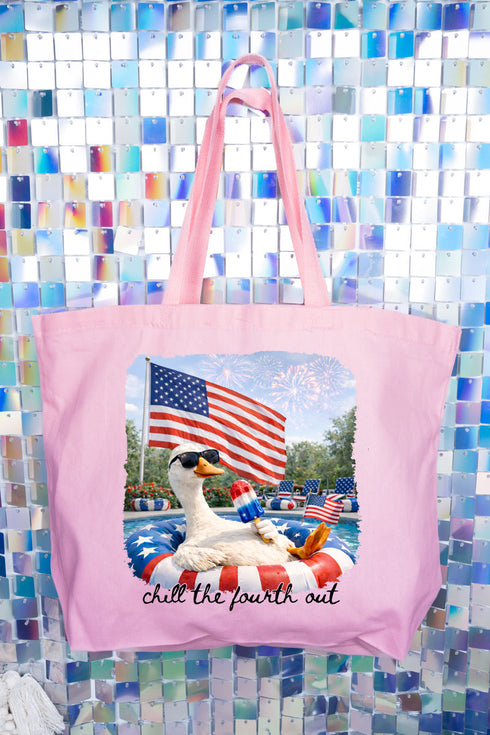 Chill The Fourth Out Canvas Jumbo Tote