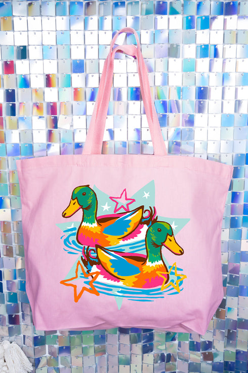 Duck, Duck, Dazzle Canvas Jumbo Tote