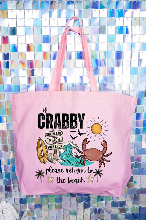 Crabby Beach Canvas Jumbo Tote