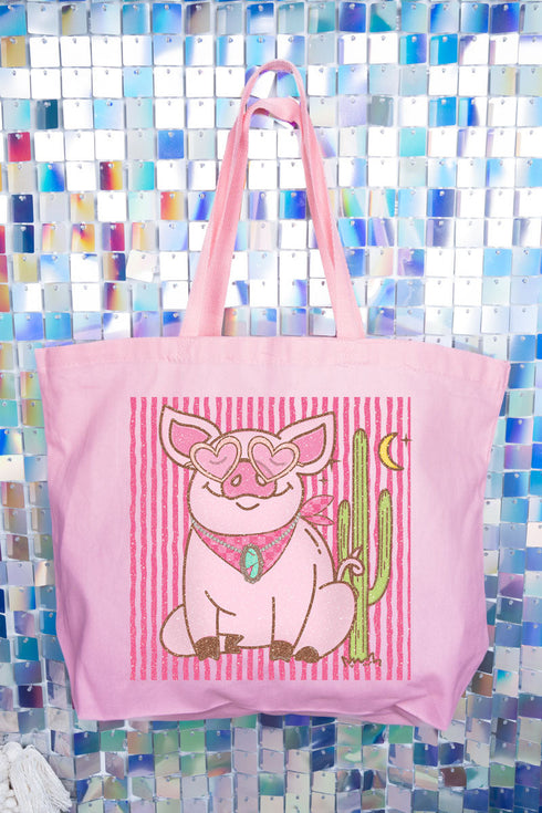 Desert Diva Piggy Canvas Jumbo Tote