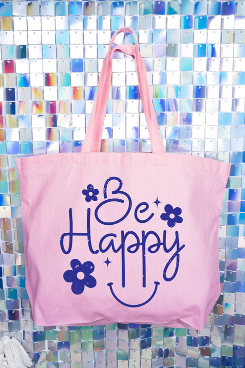 Flower Be Happy Canvas Jumbo Tote