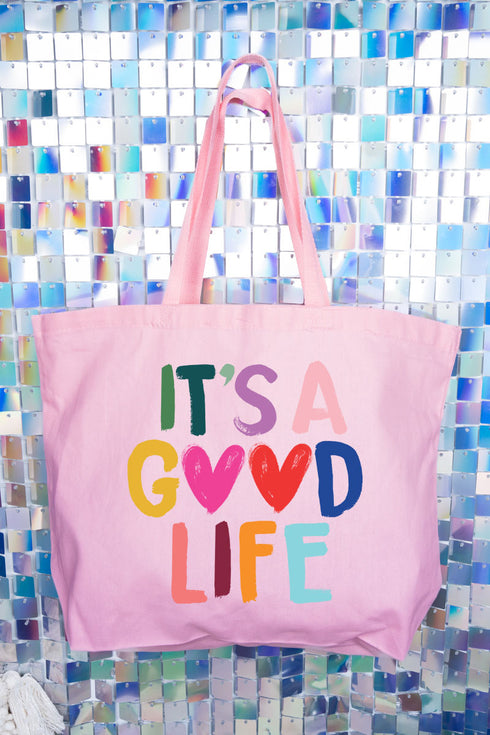 Heart It's A Good Life Canvas Jumbo Tote