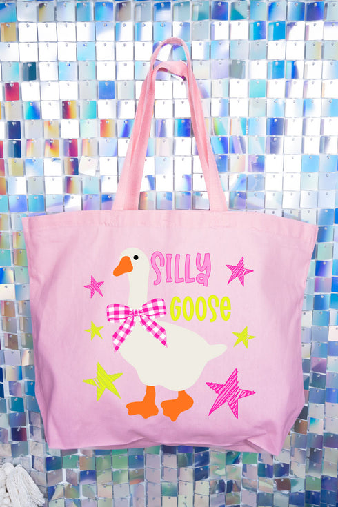Just A Silly Goose Canvas Jumbo Tote