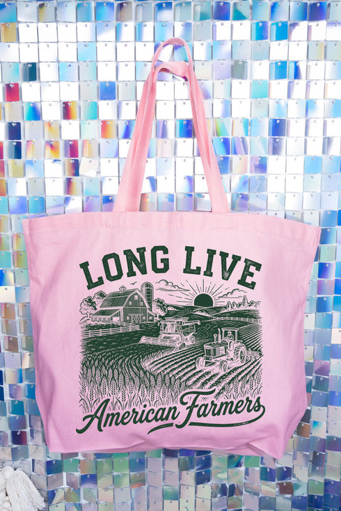 Long Live American Farmers Canvas Jumbo Tote
