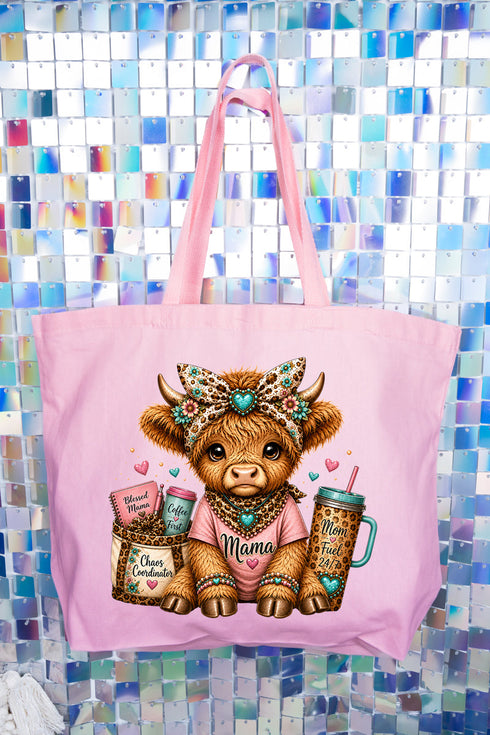 Mama Raising The Herd Canvas Jumbo Tote