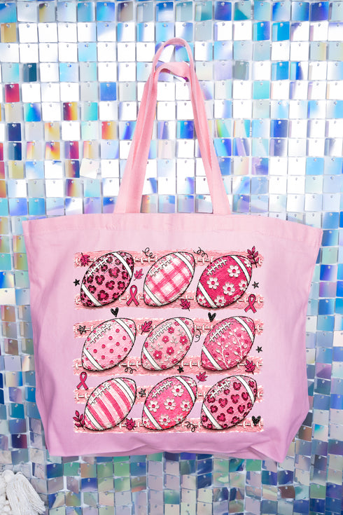Painted Touchdowns for Hope Canvas Jumbo Tote