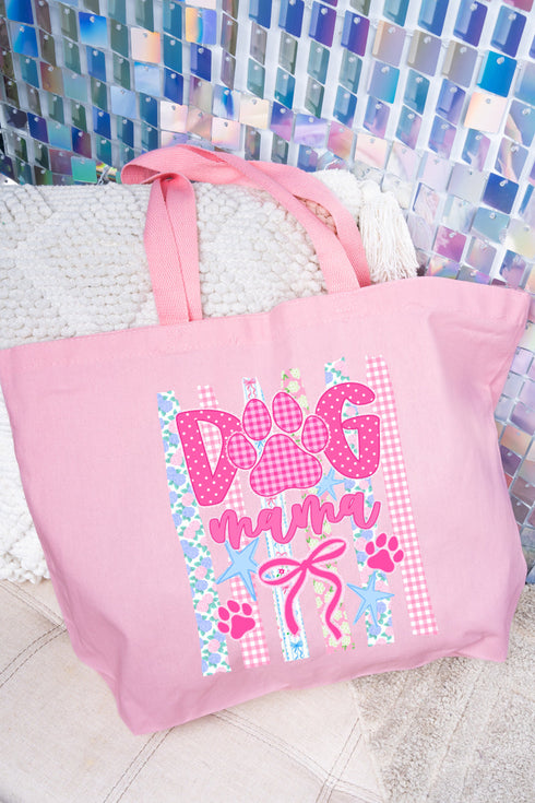 Pawfectly Pink Dog Mama Canvas Jumbo Tote
