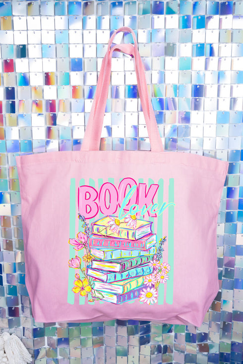 Petals & Paperback Book Lover Canvas Jumbo Tote