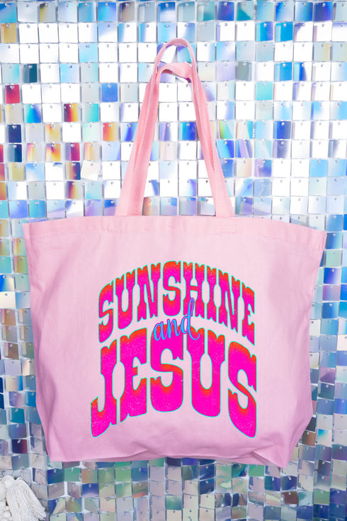Radiant Sunshine And Jesus Canvas Jumbo Tote