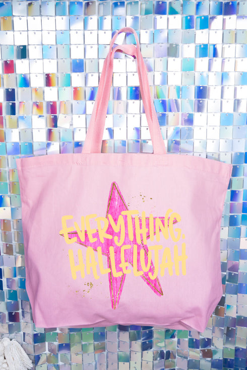 Star Everything Hallelujah Canvas Jumbo Tote