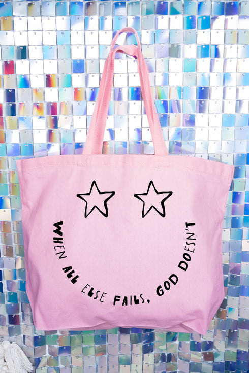 Star Eyes God Never Fails Canvas Jumbo Tote