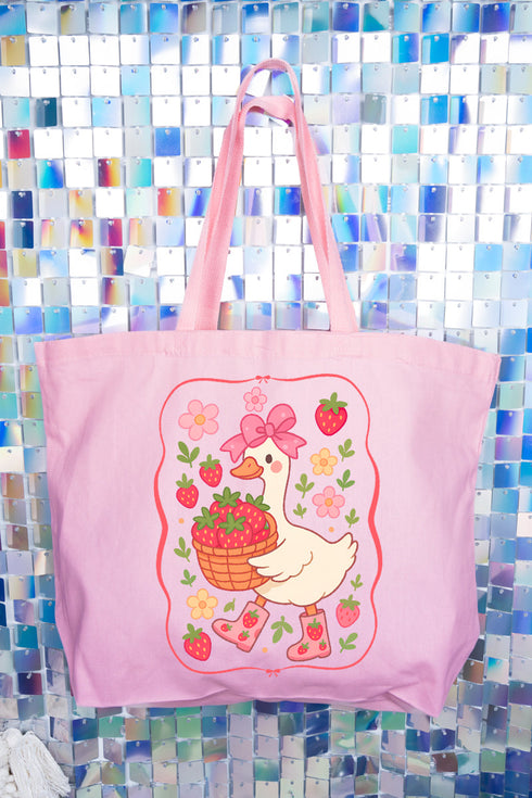 Strawberry Goose Canvas Jumbo Tote
