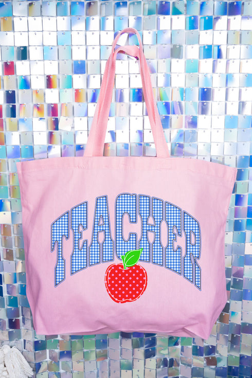 Sweet Apple Teacher Canvas Jumbo Tote