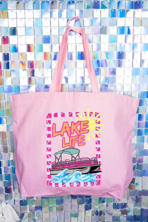 Sunny Lake Life Canvas Jumbo Tote