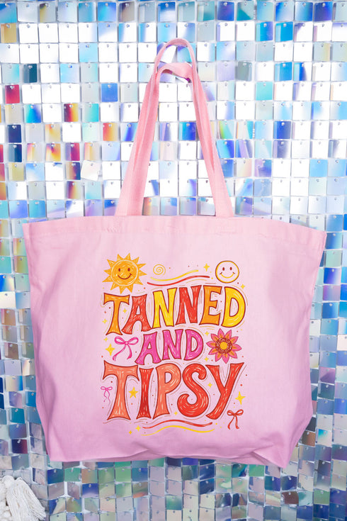 Tanned And Tipsy State Of Mind Canvas Jumbo Tote