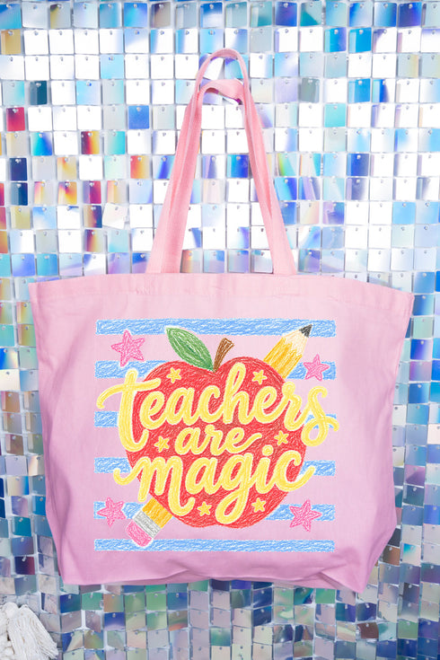 Teachers Are Magic Sketch Canvas Jumbo Tote