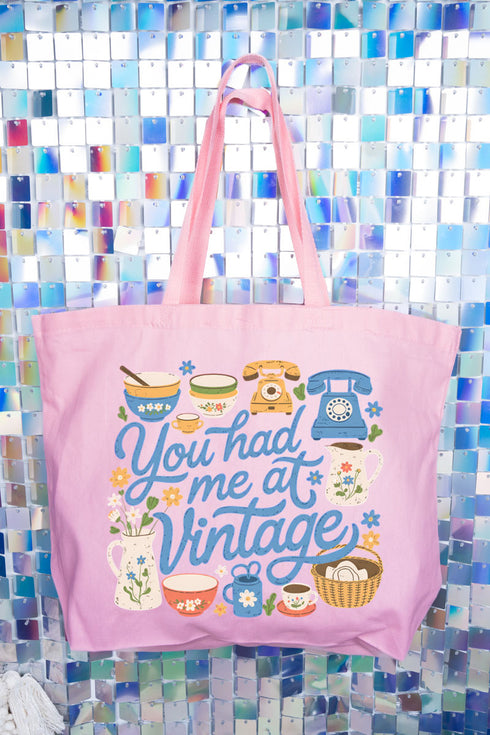 You Had Me At Vintage Canvas Jumbo Tote