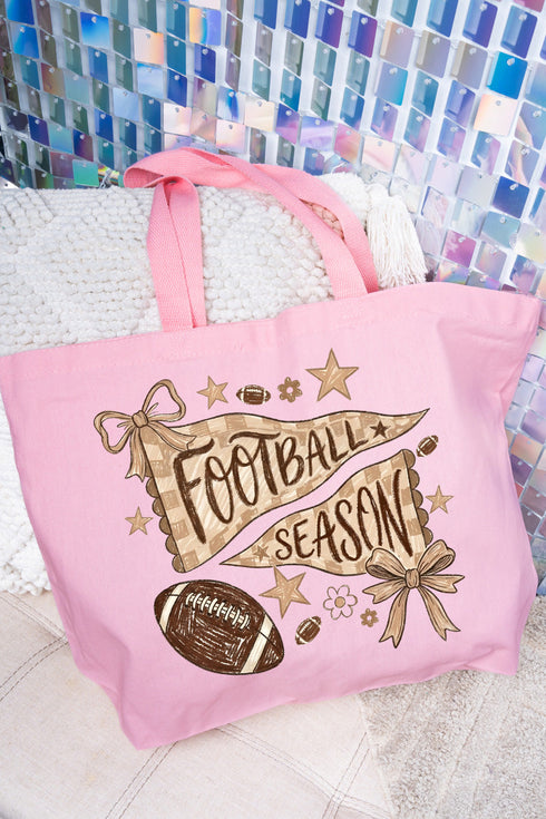 Football Season Doodle Canvas Jumbo Tote