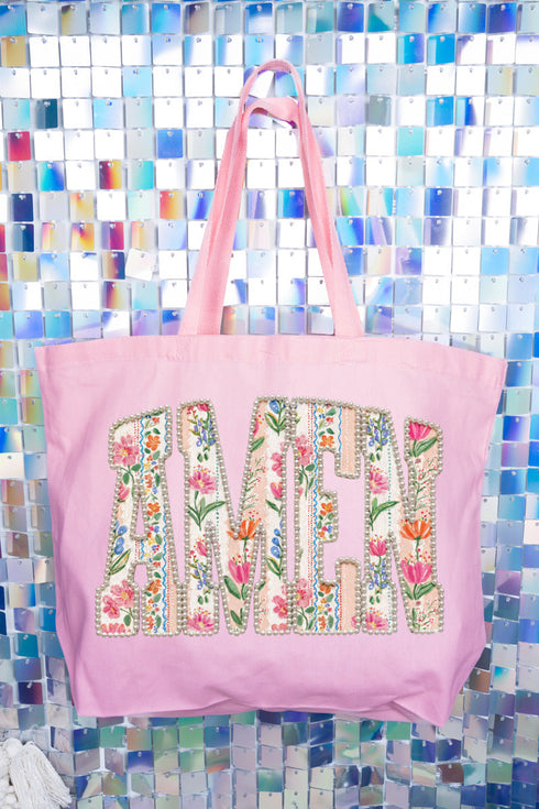 Pearls & Petals Amen Canvas Jumbo Tote