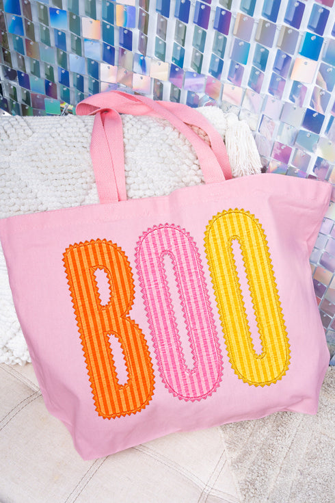 Candy Stripe Boo Canvas Jumbo Tote