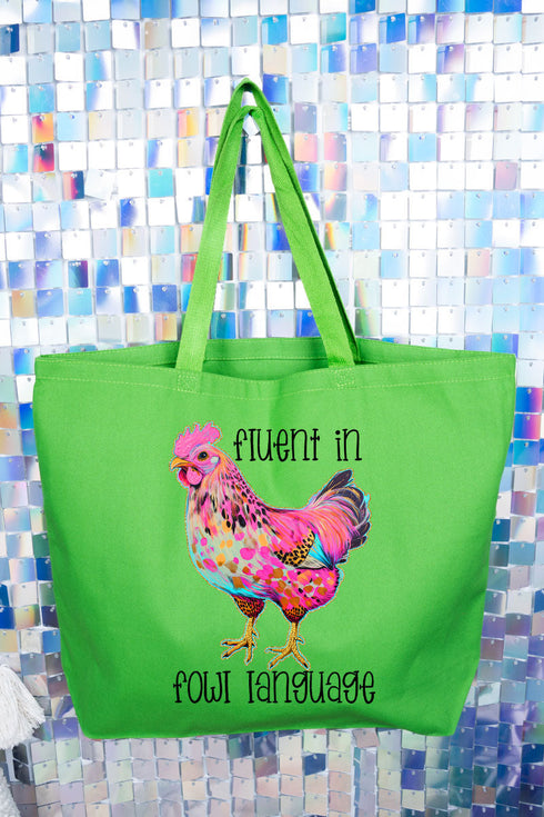 Fluent In Fowl Language Canvas Jumbo Tote