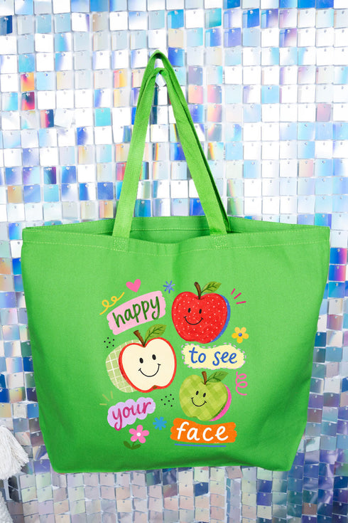 Happy To See Your Face Canvas Jumbo Tote