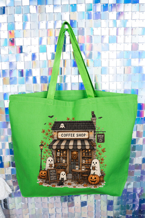 Brew & Boo Coffee Shop Canvas Jumbo Tote