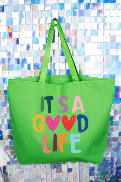 Heart It's A Good Life Canvas Jumbo Tote