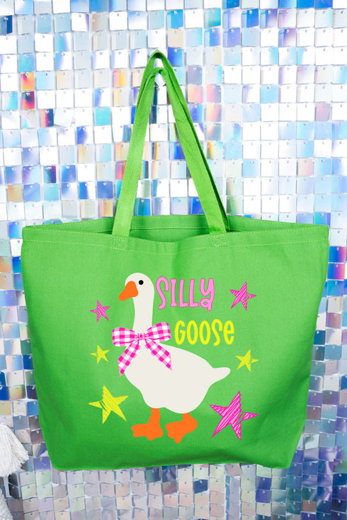 Just A Silly Goose Canvas Jumbo Tote
