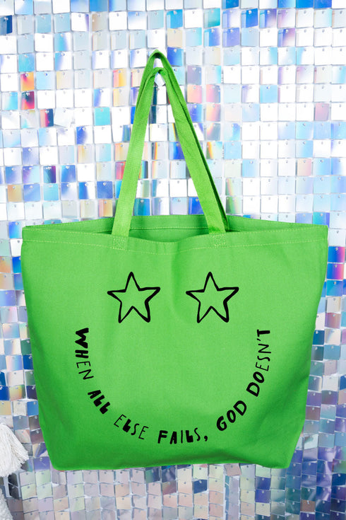 Star Eyes God Never Fails Canvas Jumbo Tote