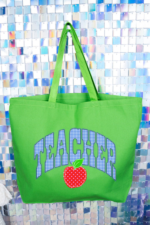 Sweet Apple Teacher Canvas Jumbo Tote