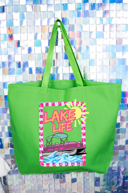 Sunny Lake Life Canvas Jumbo Tote