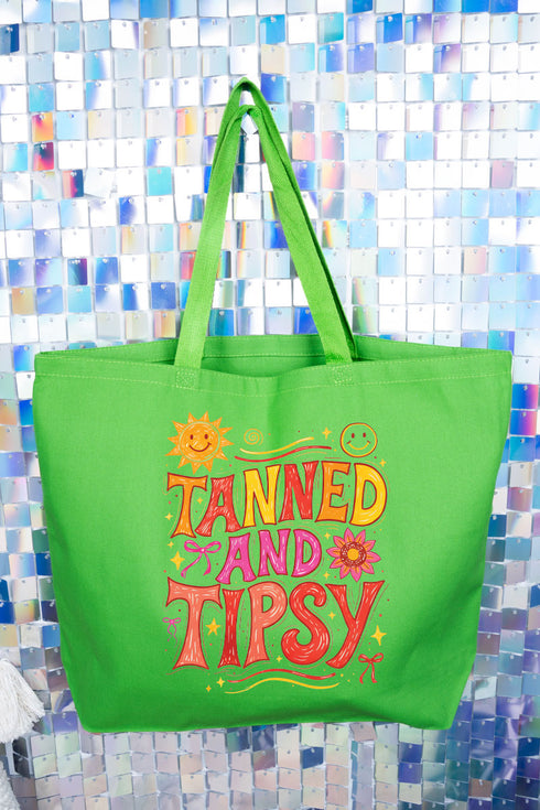 Tanned And Tipsy State Of Mind Canvas Jumbo Tote