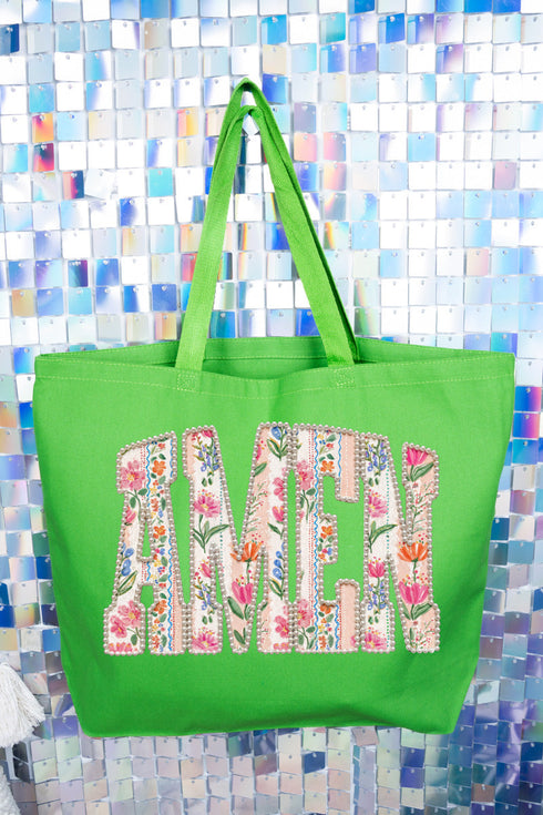 Pearls & Petals Amen Canvas Jumbo Tote