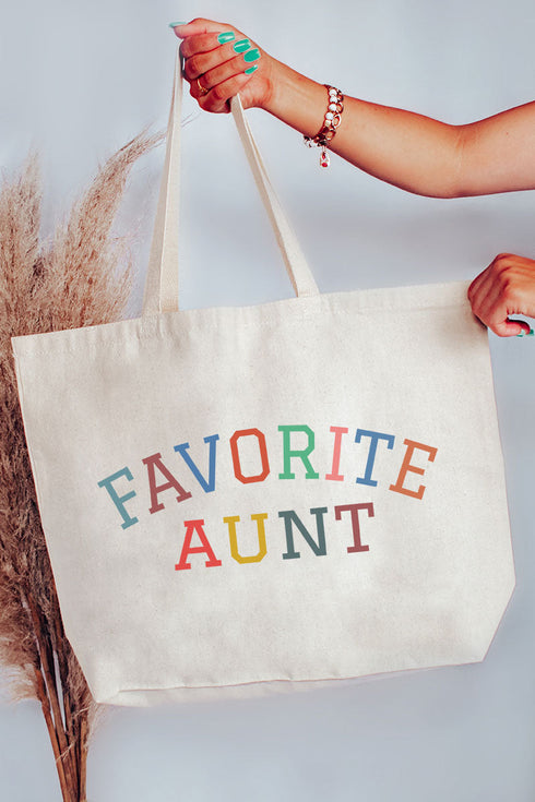 Always The Favorite Aunt Canvas Jumbo Tote