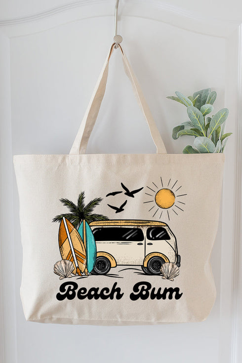 Retro Beach Bum Canvas Jumbo Tote