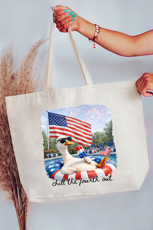 Chill The Fourth Out Canvas Jumbo Tote