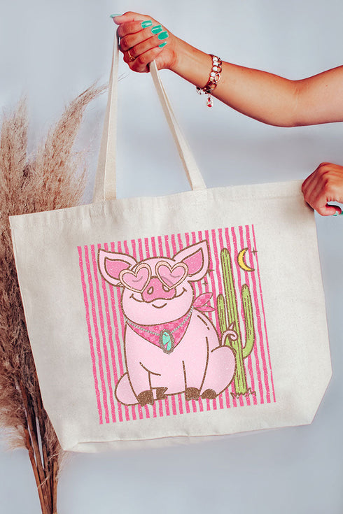 Desert Diva Piggy Canvas Jumbo Tote