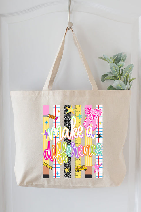 Make A Difference Canvas Jumbo Tote