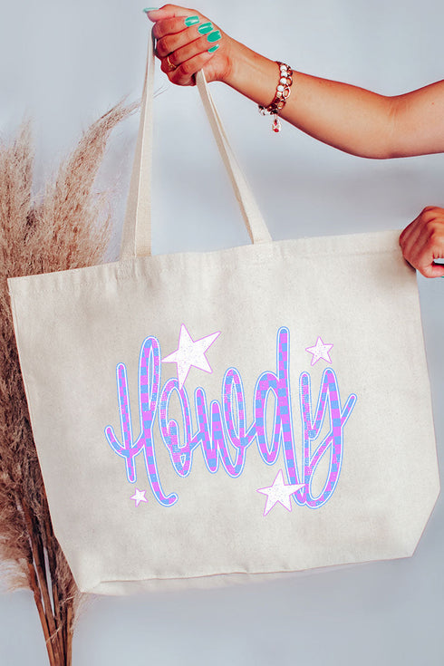 Electric Cowgirl Howdy Canvas Jumbo Tote