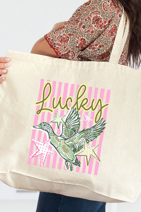 Lucky Duck Canvas Jumbo Tote