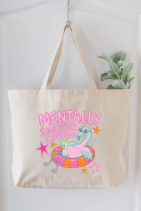 Mentally Somewhere Expensive Canvas Jumbo Tote