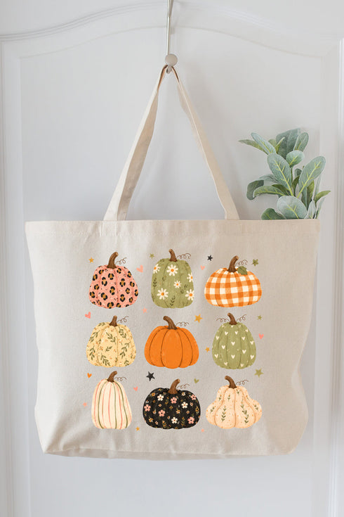 Patchwork Pumpkin Parade Canvas Jumbo Tote