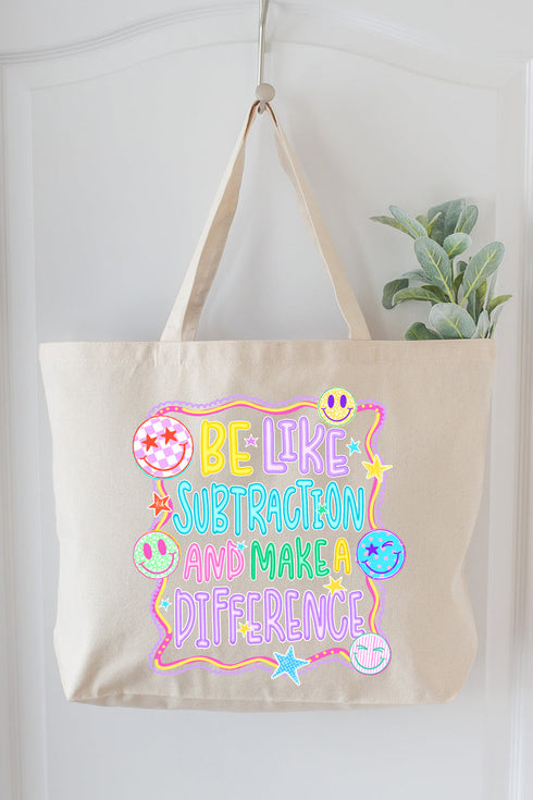 Playful Be Like Subtraction Canvas Jumbo Tote