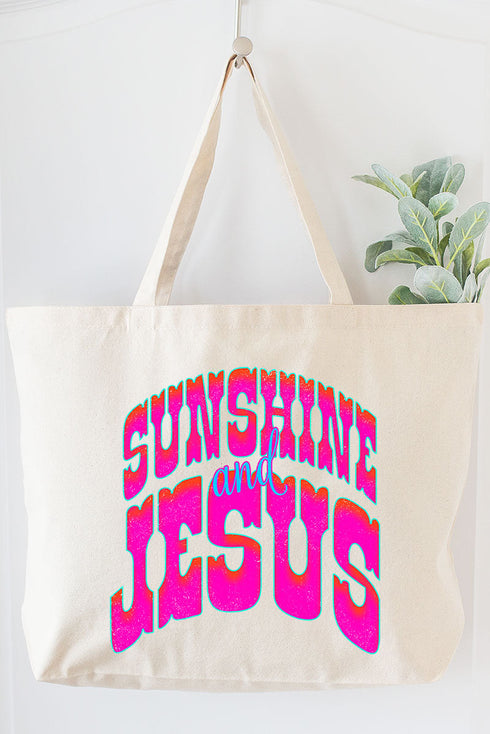 Radiant Sunshine And Jesus Canvas Jumbo Tote