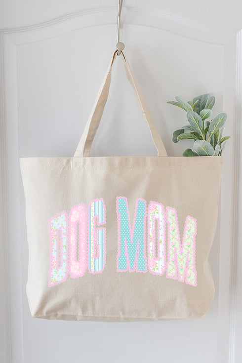 Rose Cottage Dog Mom Canvas Jumbo Tote